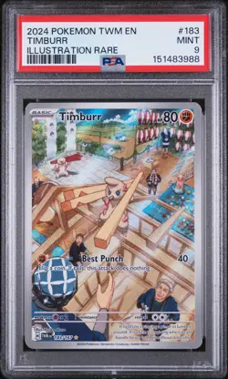2024 POKEMON TWM EN-TWILIGHT MASQUERADE ILLUSTRATION RARE #183 TIMBURR PSA 9 - Image 1