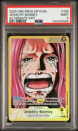 One Piece English Jewelry Bonney Alternate Art Alt OP13-100 PSA 9 MINT - Image 1