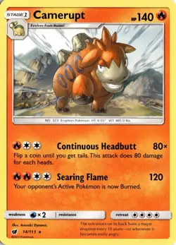 Camerupt 14/111 SM - Crimson Invasion Pokemon Card TCG - Image 1