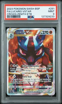 PSA 9 Mint - Lucario Vstar Crown Zenith ETB 291 Pokemon Swsh Black Star Promo - Image 1