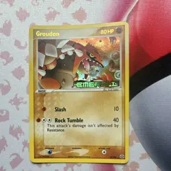Groudon 5/106 EX Emerald Stamped Reverse Holo Rare English Pokemon TCG 2005 LP - Image 2