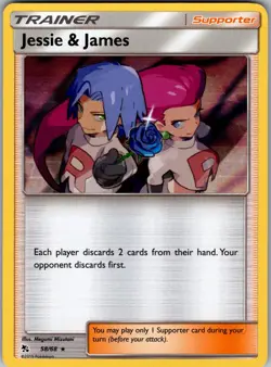 Jessie & James 58/68 Holo Rare Hidden Fates Pokemon Near Mint - Image 1