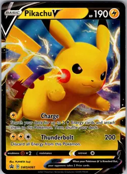 Pikachu V SWSH061 Holo Promo Sword & Shield Promo Pokemon Near Mint - Image 1