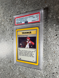 Pokemon TCG 1st Edition The Rocket's Trap 19/132 Gym Heroes Holo Rare PSA 8 - Image 4