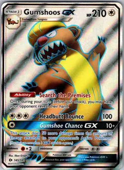 Gumshoos GX (Full Art) 145/149 Holo Ultra Rare SM Base Set Pokemon Near Mint - Image 1