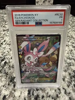 2016 POKEMON XY GENERATIONS RADIANT COLLECTION #RC32 FULL ART/SYLVEON EX PSA 1 - Image 1