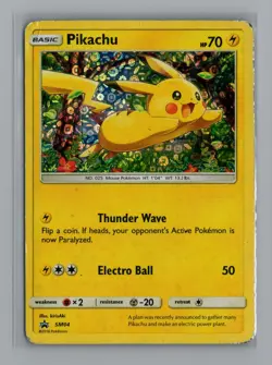2016 Pokemon TCG Pikachu SM04 Sun & Moon Black Star Promo Holo MP Played - Image 1