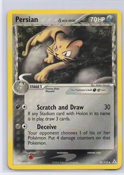 Persian 48/110 Uncommon Holon Phantoms Pokemon Lightly Played - Image 1