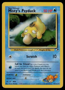 Misty's Psyduck 54/132 Uncommon Gym Heroes Pokemon Unlimited Lightly Played - Image 1