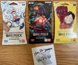 One Piece ENGLISH Card Game Sleeved Booster Pack Lot OP-05 OP-06 & OP-07 - Image 1