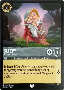 177/204 SLEEPY SLUGGISH KNIGHT SHIMMERING SKIES UNCOMMON DISNEY LORCANA CARD - Image 1
