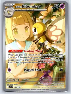 LILLIE'S RIBOMBEE 164/159 JOURNEY TOGETHER ILLUSTRATION RARE POKEMON NEAR MINT - Image 1