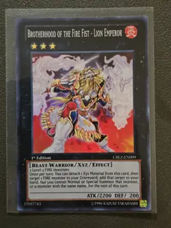 Yugioh Brotherhood of the Fire Fist - Lion Emperor CBLZ-ENO99 1st Ed SUPER NM - Image 1