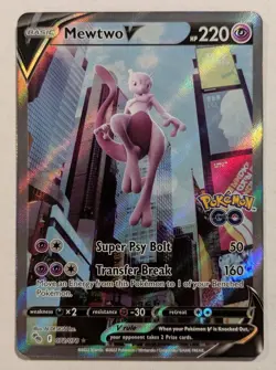 Pokemon TCG Mewtwo v Full Art Alternate Art Rare Holo Card 072/078 Pokemon Go NM - Image 1