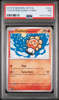 2024 POKEMON SSP EN-SURGING SPARKS #020 CASTFORM SUNNY FORM PSA 7 - Image 1