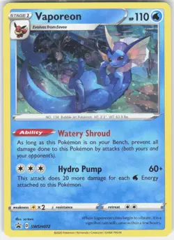 Vaporeon SWSH072 Holo Promo Sword & Shield Promo Pokemon Near Mint - Image 1