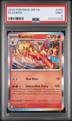 2025 POKEMON DRI EN-DESTINED RIVALS #042 BLAZIKEN PSA 9 - Image 1