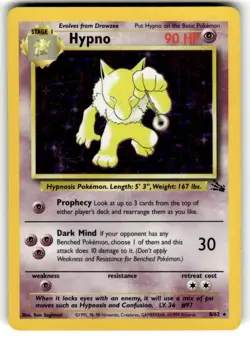 1999 Hypno ⭐ 8/62 Unlimited Vintage WOTC Holo Rare Fossil Pokemon LP/MP - Image 1