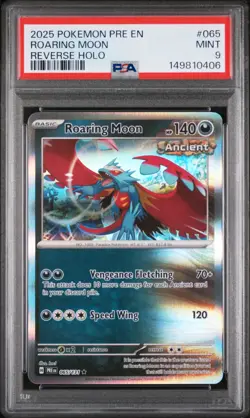 2025 POKEMON PRE EN-PRISMATIC EVOLUTIONS REVERSE HOLO #065 ROARING MOON PSA 9 - Image 1