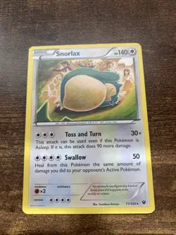 Pokemon TCG Snorlax 77/124 XY Fates Collide Rare Non-Holo Vintage Card NM - Image 1