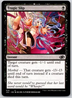Tragic Slip (74) 74 Common Jumpstart 2022 Magic: The Gathering Lightly Played - Image 1