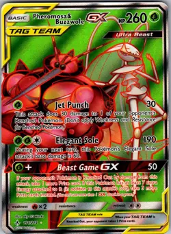 Pheromosa & Buzzwole GX 191/214 Ultra Rare Unbroken Bonds Pokemon Holo Near Mint - Image 1