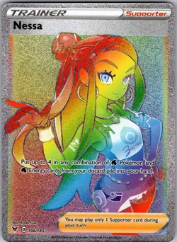 Nessa 196/185 Rainbow Rare Vivid Voltage Pokemon Holo Near Mint - Image 1