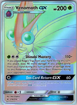 Venomoth GX 216/214 Rainbow Rare Unbroken Bonds Pokemon Holo Near Mint - Image 1