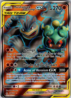 Marshadow & Machamp GX 198/214 Ultra Rare Unbroken Bonds Pokemon Holo Near Mint - Image 1