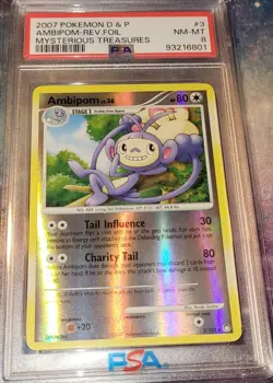 Ambipom Pokemon Diamond Pearl Reverse-holo Rare Mysterious Treasures NM PSA 8 - Image 1