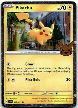 Pikachu 018/091 Holo Rare Trick or Trade BOOster 2024 Pokemon Near Mint - Image 1