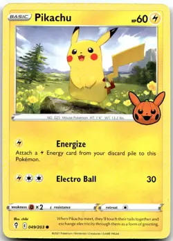Pikachu 049/203 Promo Trick or Trade BOOster Pokemon Near Mint - Image 1