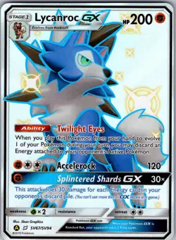 Lycanroc GX SV67/SV94 Shiny GX Rare Hidden Fates Shiny Vault Pokemon Holo NM - Image 1