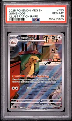 2025 Pokemon TCG Mega Evolutions Gumshoos Illustration Rare 153/132 PSA 10 - Image 1