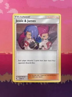 Pokemon Card Jessie & James Hidden Fates Holo Rare 58/68 Near Mint - Image 1