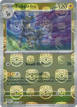 Zebstrika 032/086 Master Ball Holo SV: White Flare Pokemon Card NM - Image 1