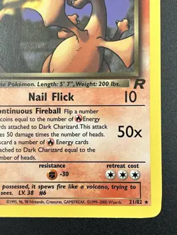 1st Edition Dark Charizard 21/82 Non-Holo Rare Pokemon Card LP+ - Image 5