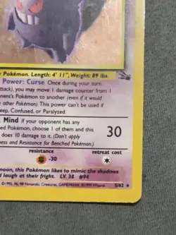 Pokemon TCG Gengar 5/62 Fossil Holo Vintage - LP - Image 4