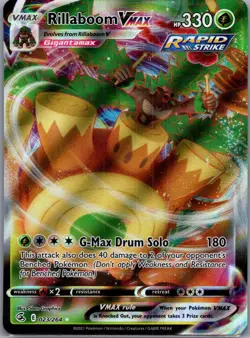 Rillaboom VMAX 023/264 Holo VMAX Rare Fusion Strike Pokemon Near Mint - Image 1