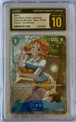 One Piece TCG Nami Premium Booster Best Promo P-053 CGC Graded Pristine 10 - Image 1