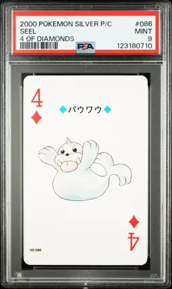 2000 POKEMON SILVER VERSION PLAYING CARDS 4 OF DIAMONDS #086 SEEL PSA 9 - Image 1