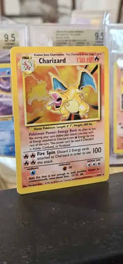 Charizard 4/102 Base Set WOTC 1999 Pokemon Card Holo Unlimited LP+/Excellent - Image 2