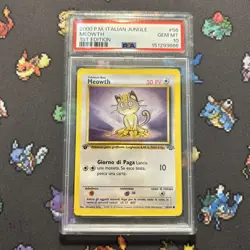1st Edition Italian Meowth 56/64 PSA 10 -Vintage Pokemon Card- Jungle LOW POP 14 - Image 1