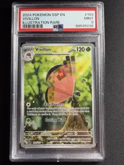 2024 POKEMON SSP EN-SURGING SPARKS ILLUSTRATION RARE #193 VIVILLON PSA 9 - Image 1