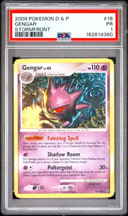 2008 POKEMON DIAMOND & PEARL STORMFRONT #18 GENGAR PSA 1 - Image 1