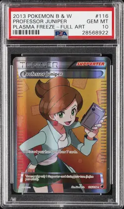 2013 POKEMON BLACK & WHITE PLASMA FREEZE #116 FULL ART/PROFESSOR JUNIPER PSA 10 - Image 1