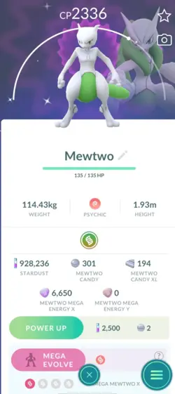 Pokemon go Shiny Mewtwo - Registered/30days - Image 1