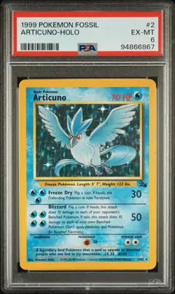 1999 Pokemon Fossil #2 Articuno Holo PSA 6 - Image 1