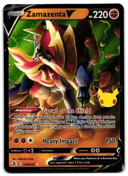 Zamazenta V 018/025 - 🌊 Celebrations V Rare Pokemon TCG Holo 🖤 - LP - Image 1