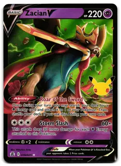 Zacian V 016/025 - 🌊 Celebrations V Rare Pokemon TCG Holo 🖤 - LP - Image 1